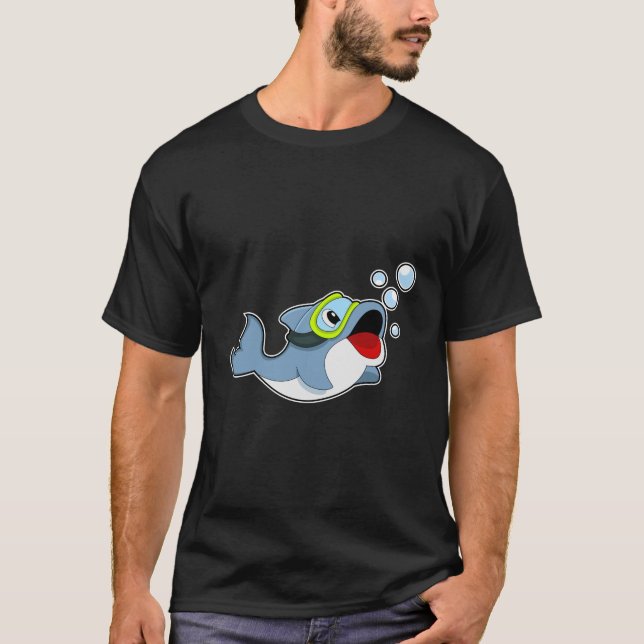 Camiseta Delfín buceando con burbujas de agua. PNG (Anverso)