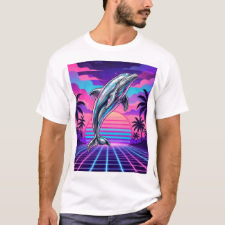 Camiseta Delfín Chrome Vaporwave — Palma de rejilla de pues