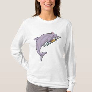 Camiseta Delfín como enfermera con jeringas