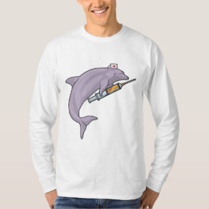 Camiseta Delfín como enfermera con jeringas