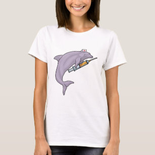 Camiseta Delfín como enfermera con jeringas