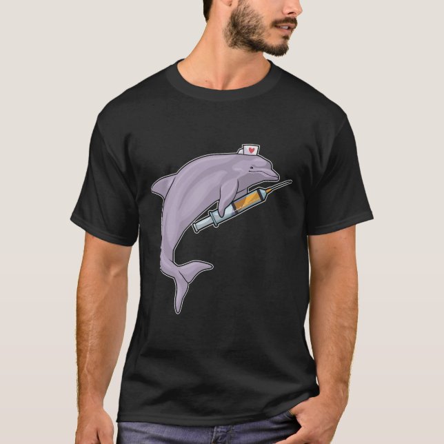 Camiseta Delfín como enfermera con jeringas (Anverso)