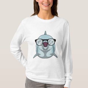 Camiseta Delfín como nerd con lentes
