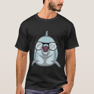 Camiseta Delfín como nerd con lentes