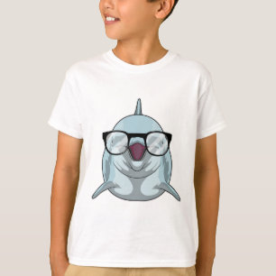 Camiseta Delfín como nerd con lentes
