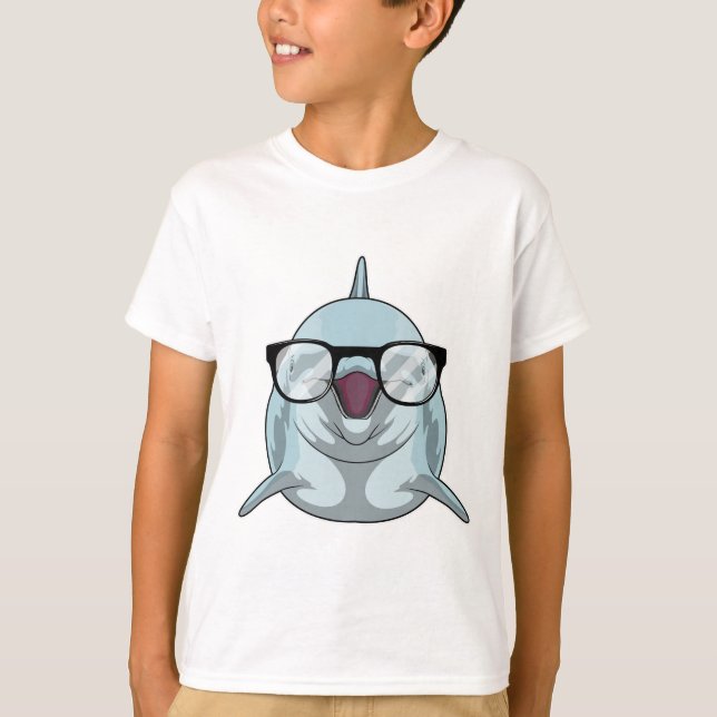 Camiseta Delfín como nerd con lentes (Anverso)