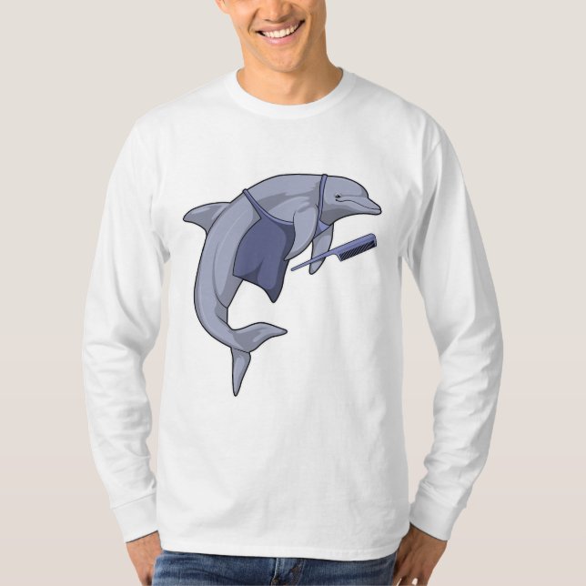 Camiseta Delfín como peluquero con comb (Anverso)