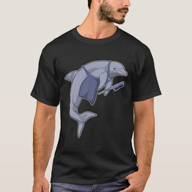 Camiseta Delfín como peluquero con comb (Anverso)