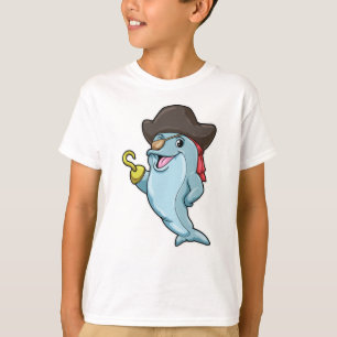 Camiseta Delfín como pirata con parche de ojos y mano engan