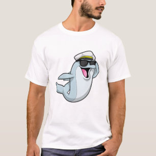 Camiseta Delfín como policía con gorra de policía