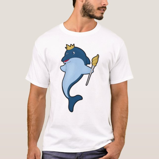 Camiseta Delfín como rey con personal y corona (Anverso)