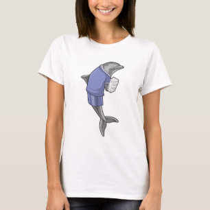 Camiseta Delfín como secretario con pila de papel
