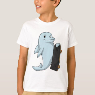 Camiseta Delfín como Skater con Skateboard