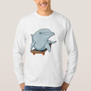 Camiseta Delfín como Skater con Skateboard