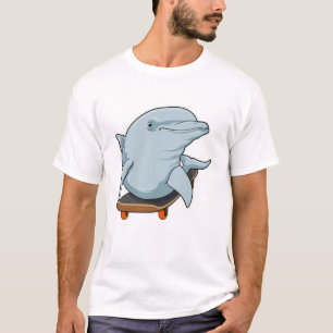 Camiseta Delfín como Skater con Skateboard