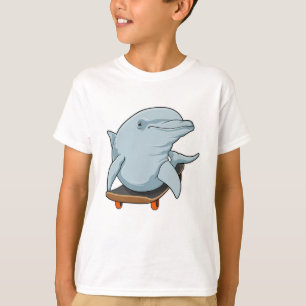 Camiseta Delfín como Skater con Skateboard