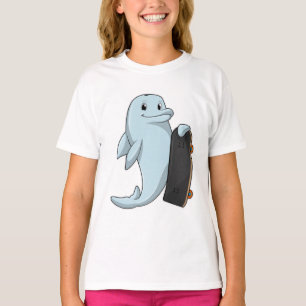 Camiseta Delfín como Skater con Skateboard