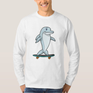 Camiseta Delfín como Skater con Skateboard