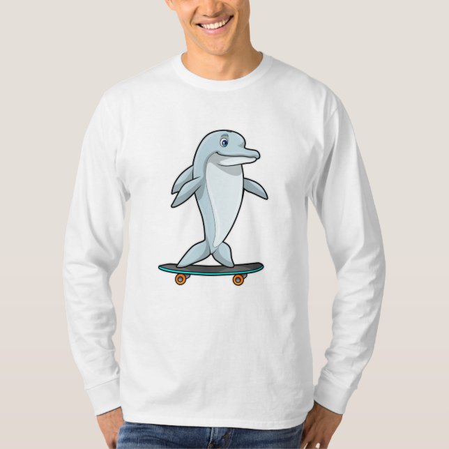 Camiseta Delfín como Skater con Skateboard (Anverso)
