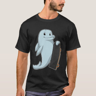 Camiseta Delfín como Skater con Skateboard