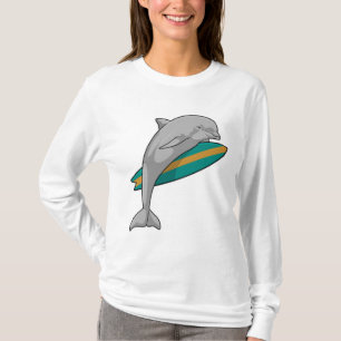 Camiseta Delfín como surfista con Surfboard