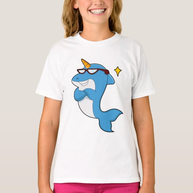Camiseta Delfín como Unicornio con Glasses.PNG (Anverso)