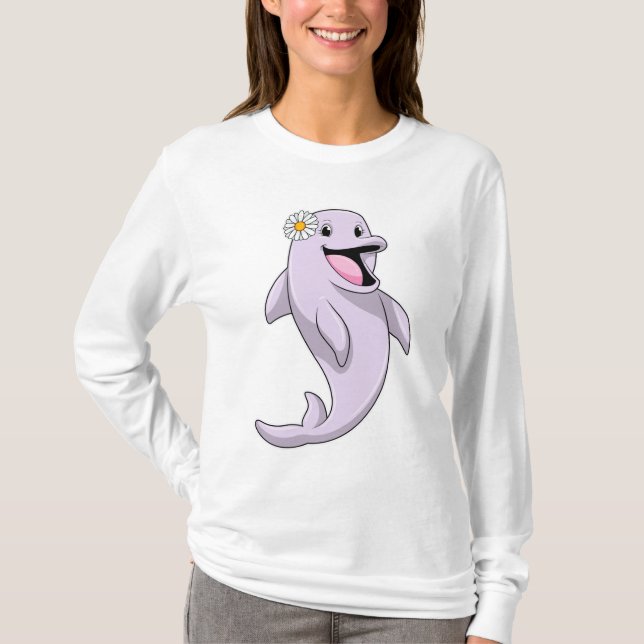 Camiseta Delfín con flor de margarita (Anverso)