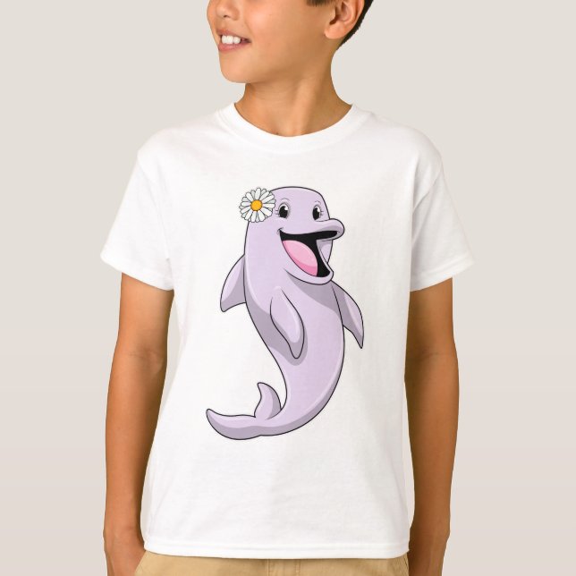 Camiseta Delfín con flor de margarita (Anverso)