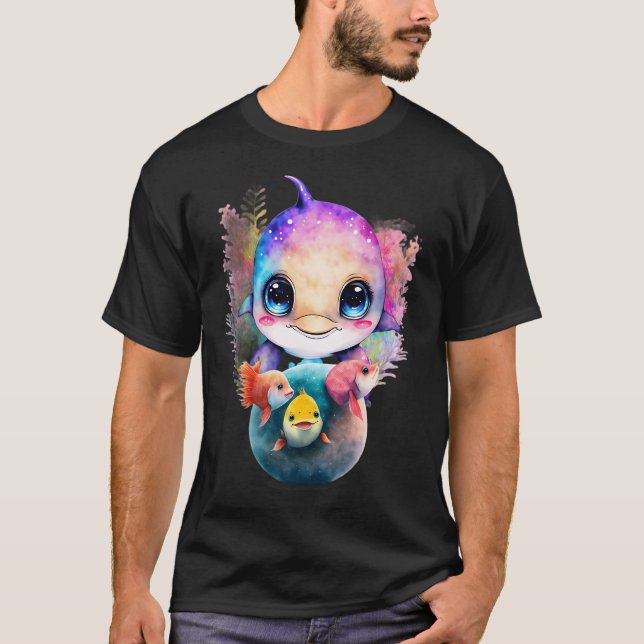 Camiseta Delfín Divertido y Amigos Peces (Anverso)