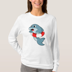 Camiseta Delfín en Natación con anillo de natación