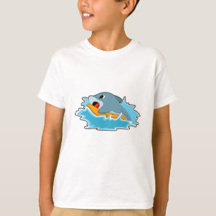 Camiseta Delfín en Surfing con Surfboard