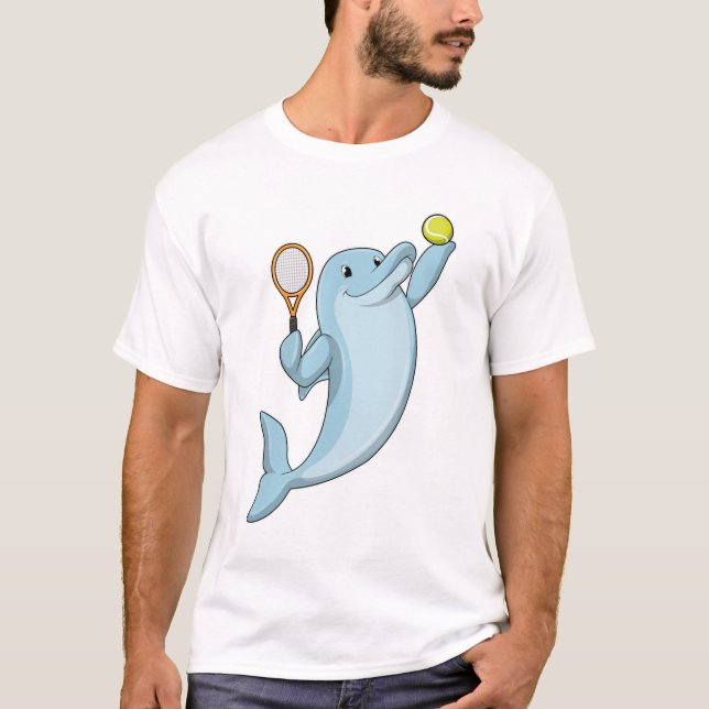 Camiseta Delfín en tenis con raqueta de tenis (Anverso)