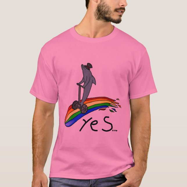 Camiseta Delfín en un Segway en un arco iris SÍ (Anverso)