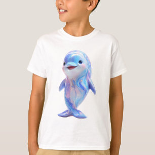 Camiseta Delfín Infantil Iridescente Cósmico Marmolado
