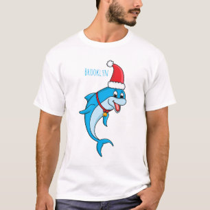 Camiseta Delfín lindo con personalizado de Santa hat