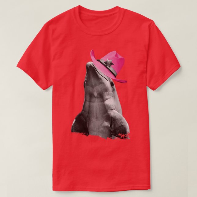 Camiseta Delfín llevando lechona rosa Gorra de Cowboy (Diseño del anverso)