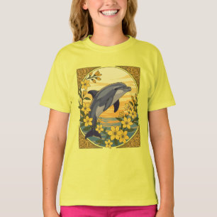 Camiseta Delfín nariz de botella con flores de jazmín amari