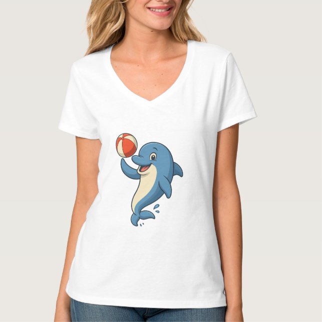 Camiseta Delfín Personalizado con bola de playa (Anverso)