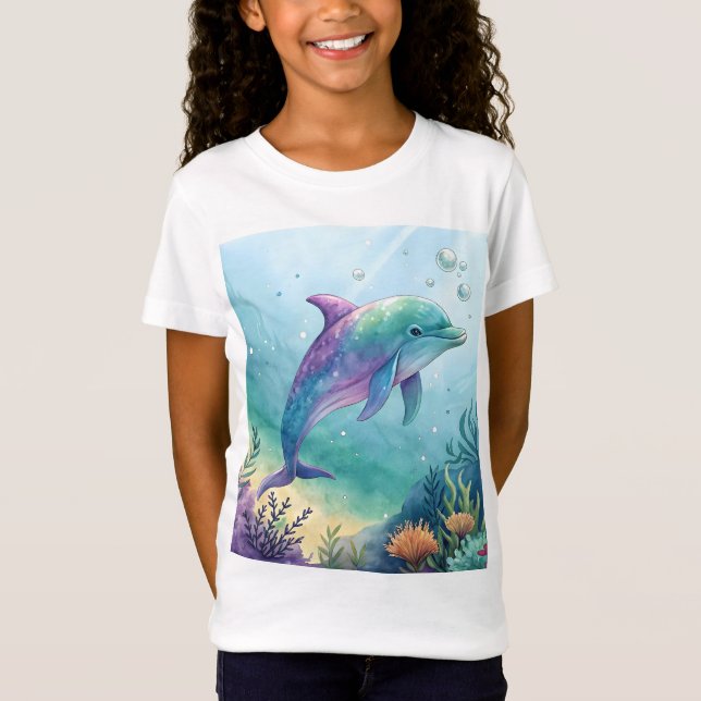 Camiseta delfín pintado a la acuarela (Anverso)