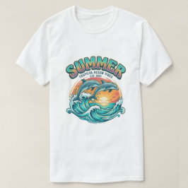 Camiseta Delfín retro tropical / vacaciones de verano en la