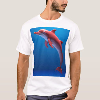 Camiseta Delfín Rojo Volando Sobre las Nubes
