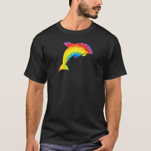 Camiseta Delfín Tie Dye Estampado de Arcoíris Beluga Hippie