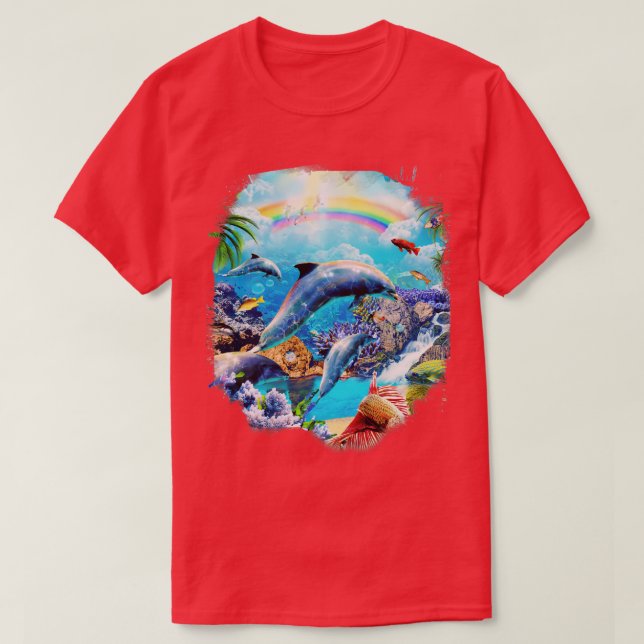 Camiseta Delfines arcoiris 1 (Diseño del anverso)