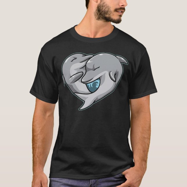 Camiseta Delfines Cute Pareja Forma de Corazón Animales de  (Anverso)