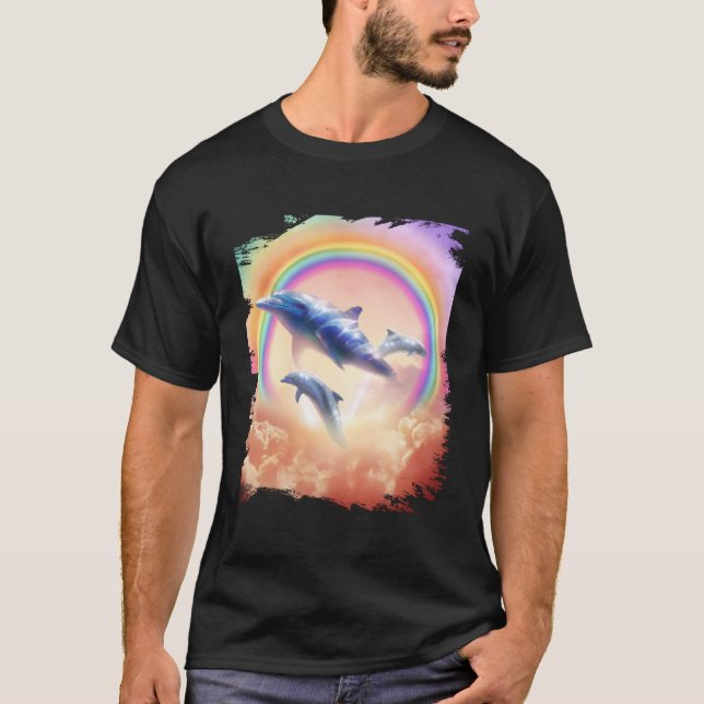 Camiseta Delfines del Iris Nadando En Nubes (Anverso)