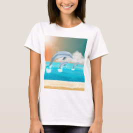Camiseta delfines respirando en el océano