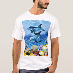 Camiseta Delfínes y arte tropical de los pescados