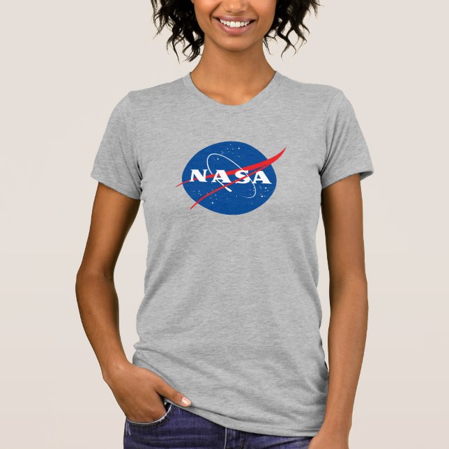Camiseta delgada de la NASA femenina (gris lunar) (Anverso)