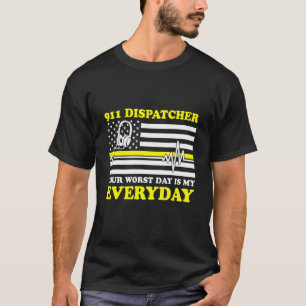 Camiseta Delgada Línea Amarilla 911 Dispatcher Flag Your Wo