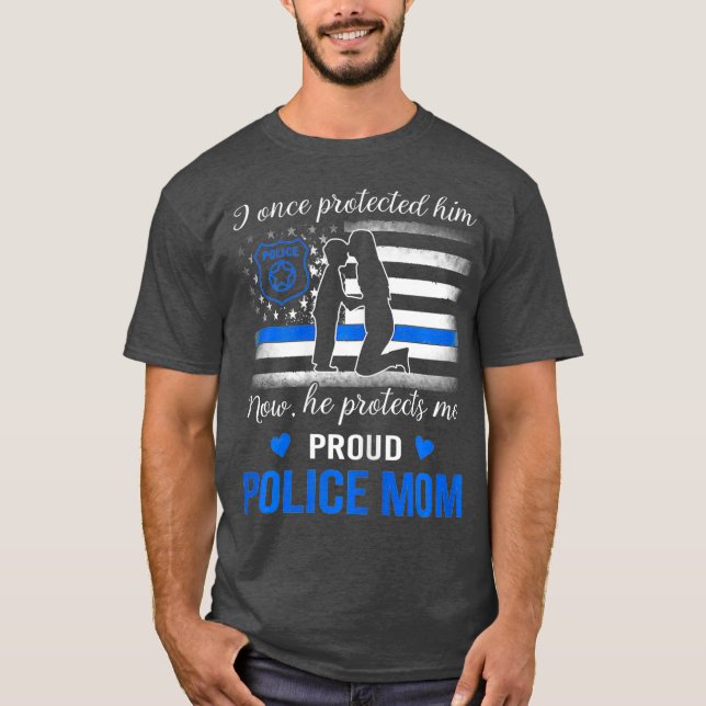 Camiseta Delgada Línea Azul Bandera Americana Orgullosa Mad (Anverso)